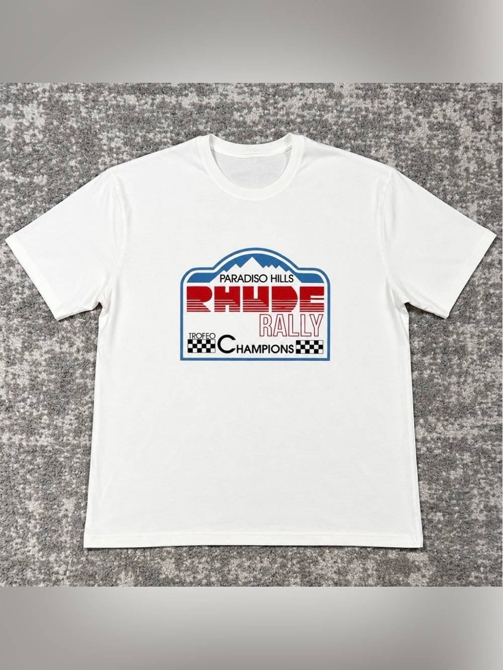 RHUDE REP Paradiso Hills Rally Champions Racing Graphic T-Shirt White